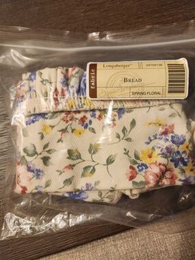 Longaberger Spring Floral Fabric - Cream with Blue, Yellow & Pink Flowers